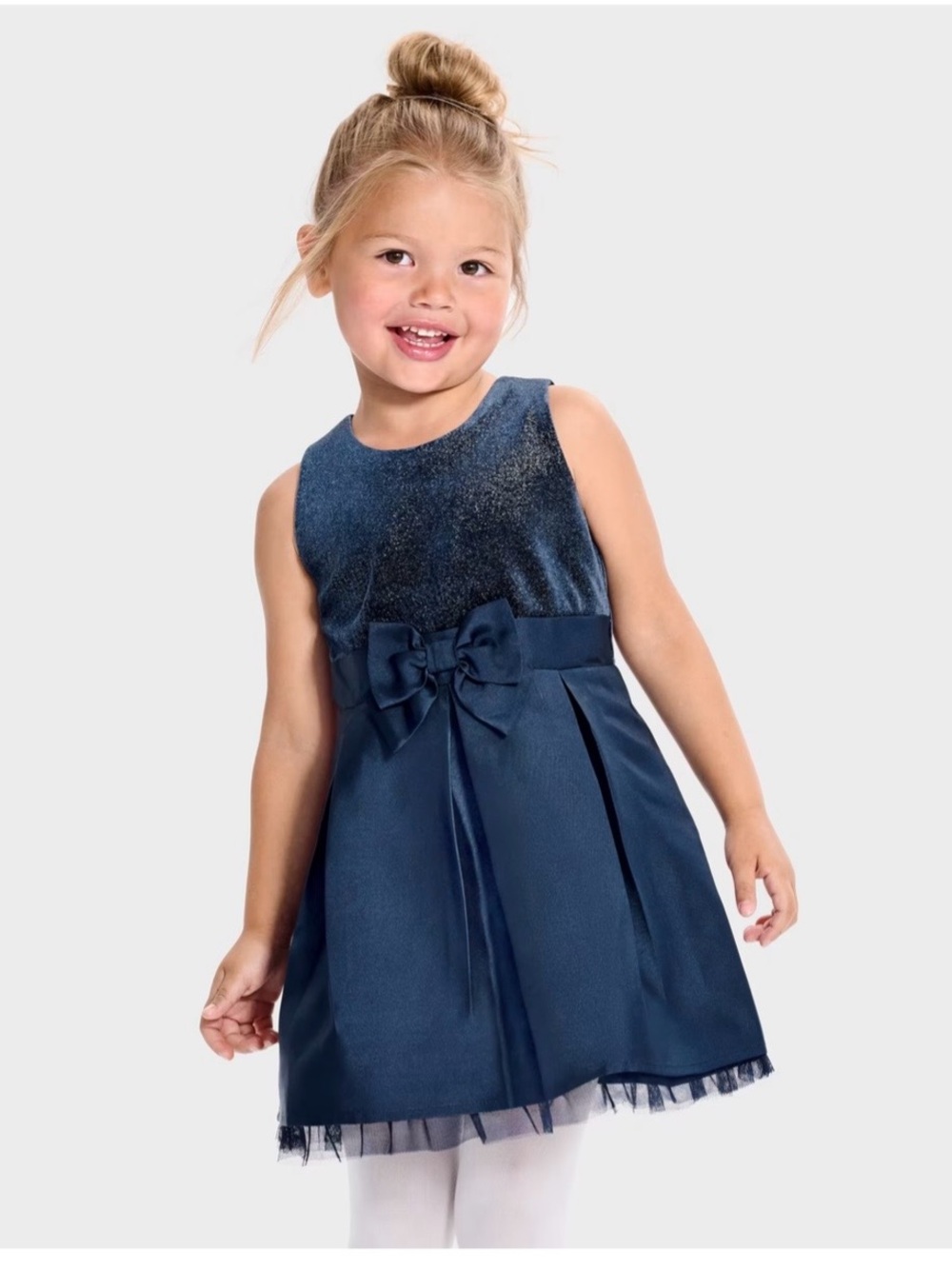 Baby And Toddler Girls Foil Dot Fit And Flare Dress - Blue